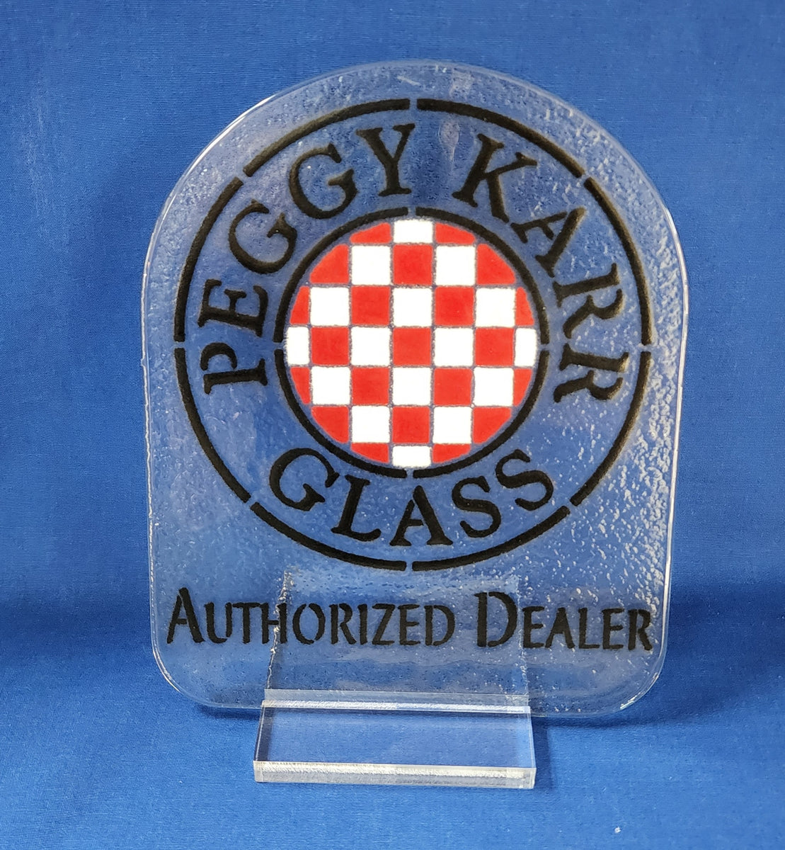 【Peggy Karr】USA  作家  ガラスプレート  大作  サインあり Peggy Karr】USA 作家 ガラスプレート 大作 サインあり