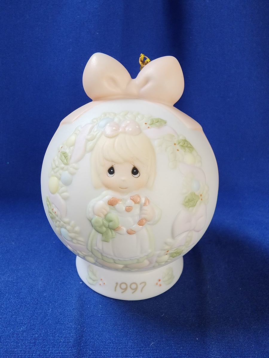 Precious Moments "Annual Christmas Ball Ornament 1997 Cane You Join