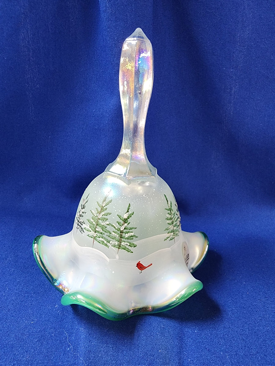 Fenton Glass Iridescent Christmas Tree with Gold Bird