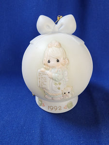 Precious Moments "Annual Christmas Ball Ornament - 1992 But The Greatest Of These Is Love"