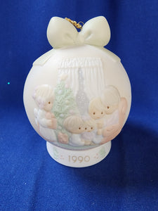 Precious Moments "Annual Christmas Ball Ornament - 1990 May Your Christmas Be A Happy Home"