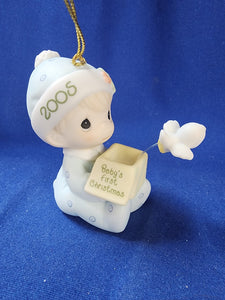 Precious Moments "Baby's First Christmas Ornament - 2005 Boy"