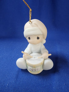 Precious Moments "Baby's First Christmas Ornament - 1991 Boy"