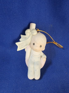 Precious Moments "Baby's First Christmas Ornament - 1992 Boy"