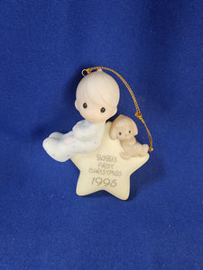 Precious Moments "Baby's First Christmas Ornament - 1995 Boy"