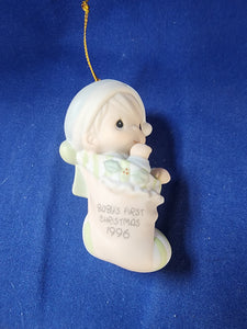 Precious Moments "Baby's First Christmas Ornament - 1996 Boy"