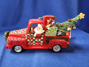 Jim Shore "Country Living Santa In Red Truck Ornament"