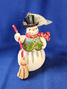 Jim Shore "Snowman With Broom Ornament"