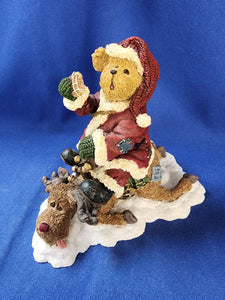 Boyds Bears & Friends "The Bearstone Collection - Jolly Ol' St. Pudgenick on Pancake... Heavy Load"