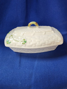 Belleek "Shamrock Butter Dish"