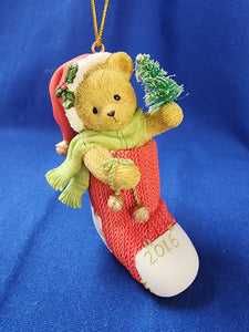 Cherished Teddies "2016 Ornament, Peeking Out To Say Merry Christmas"