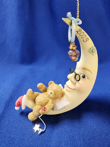 Cherished Teddies "2003 Ornament, Bear Asleep On Moon"