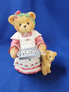 Cherished Teddies "1995 Figurine, Amanda - Here's Some Cheer To Last The Year"