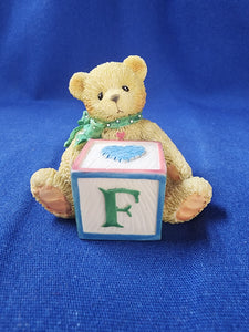 Cherished Teddies "Bear With F Block"