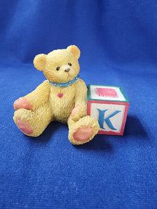 Cherished Teddies "Bear With K Block"