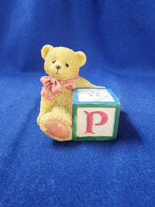 Cherished Teddies "Bear With P Block"