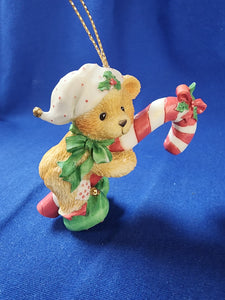 Cherished Teddies "Bear On Candy Cane, Ornament"
