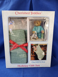 Cherished Teddies "Holiday Gift Set, Sonny - Getting Ready For Santa's Visit"