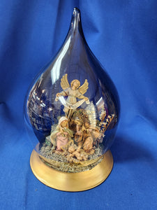 Fontanini "Holy Family with Gloria Angel, Dry Dome. Blue Background"