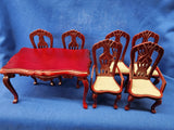 Dollhouse Furniture "Dining Table and Chairs, Bow Seats"