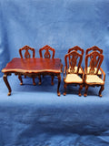 Dollhouse Furniture "Dining Table and Chairs, White Seats"