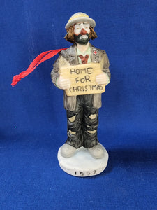Emmett Kelly, Jr. Figurines "Home For Christmas Dated 1992 Ornament"