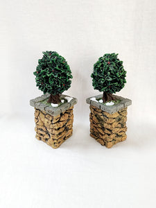 Department 56 General Accessories "Stone Corner Posts with Holly Tree"