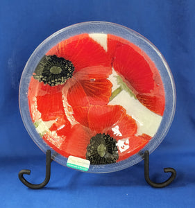 Peggy Karr Glass "Red Poppies Bowl 8 inch"