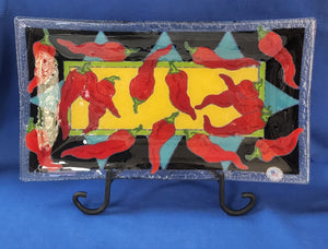 Peggy Karr Glass "Chilies Tray 14 inch"