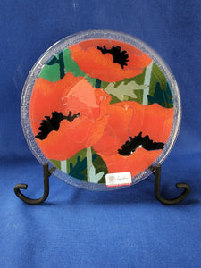 Peggy Karr Glass "Oriental Poppies Plate 8 inch"