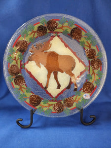 Peggy Karr Glass "Lodge Plate - Moose 11 inch"