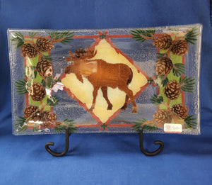 Peggy Karr Glass "Lodge Tray - Moose 14 inch"