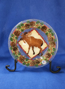 Peggy Karr Glass "Lodge Plate - Moose 8 inch"