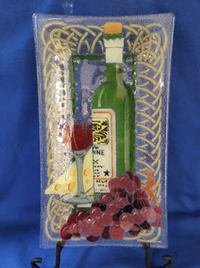 Peggy Karr Glass "Wine and Cheese Tray 14 inch"
