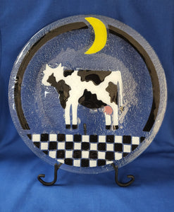 Peggy Karr Glass "Cow Plate 14 inch"