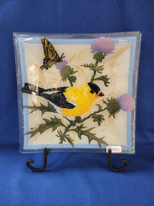 Peggy Karr Glass "Goldfinch Square 10 inch"