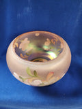 Fenton "Baroque Floral on Sunset Overlay and Sunset Stretch Cupped Bowl with Base"