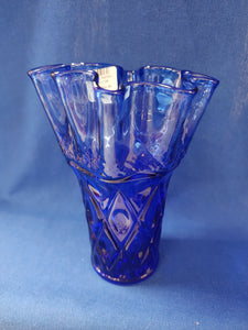 Fenton "Cobalt Swung Diamond Dot Vase"