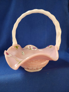 Fenton "Dogwood Rosalene Diamond Flute Basket"