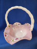 Fenton "Dogwood Rosalene Diamond Flute Basket"