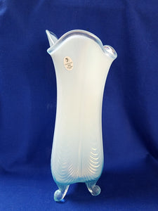 Fenton "Aquamarine Opalescent Stretch Handkerchief Vase"