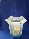 Fenton "Sand Petals on Aquamarine Opalescent Stretch Vase"