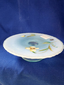 Fenton "Sand Petals on Aquamarine Opalescent Stretch Candleplate"