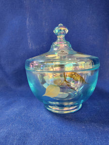 Fenton "Sand Petals on Aquamarine Opalescent Stretch Candy Box"