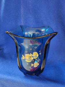 Fenton "Tranquil Sea on Indigo Blue Square Vase"