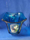 Fenton "Butterfly Minnet on Turquise Square Vase"