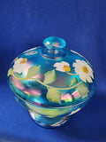 Fenton "Dancing Daisies Celeste Blue Stretch Covered Candy"