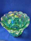 Fenton "Pansy Morning on Green Apple Stretch Paneled Box"