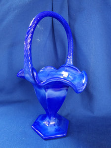 Fenton "Periwinkle Blue Paneled Basket"