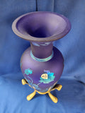 Fenton "Manuscript Floral on Cobalt Amphora"